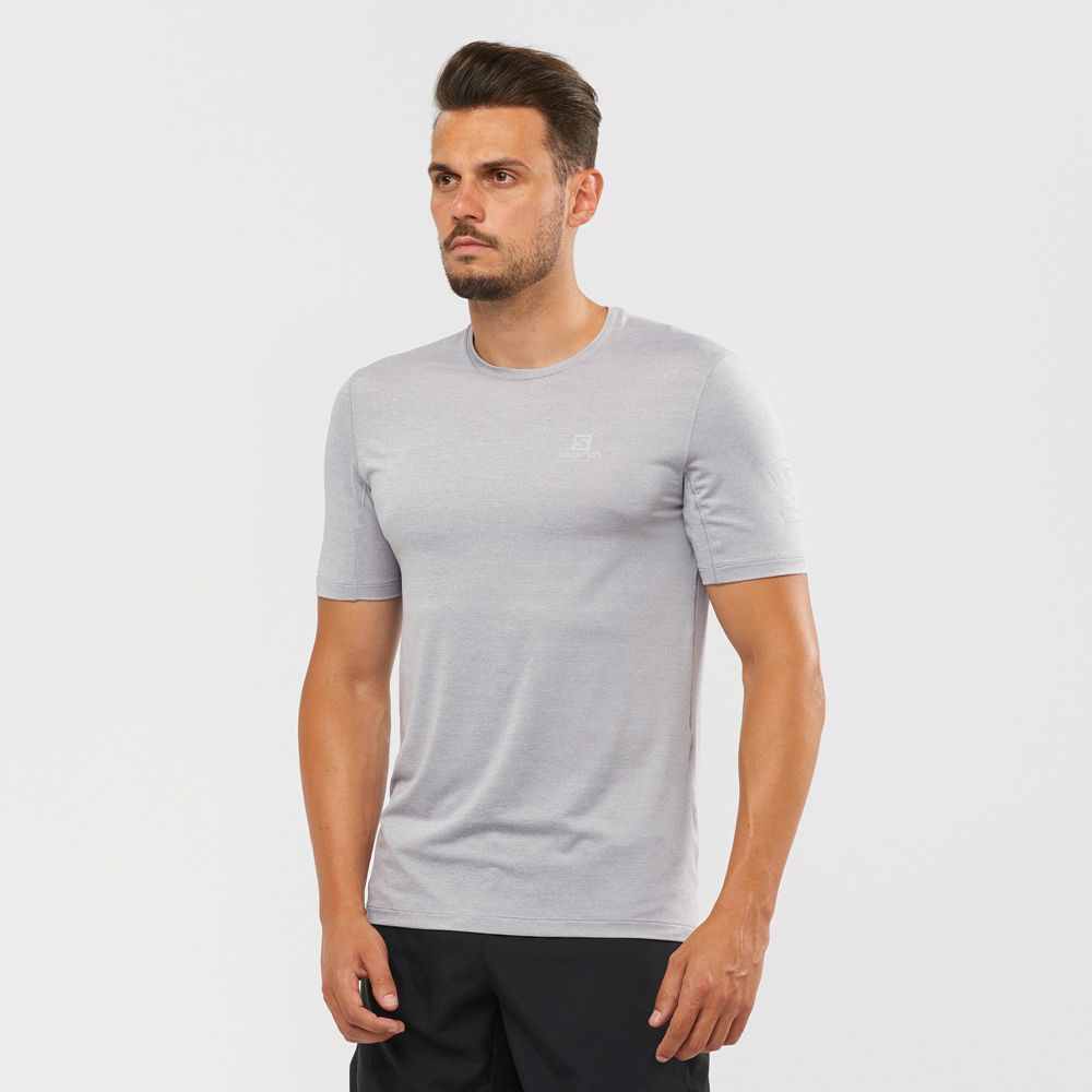SALOMON OUTLINE Philippines - Men's Tee Shirt - Grey | 714860-AIW